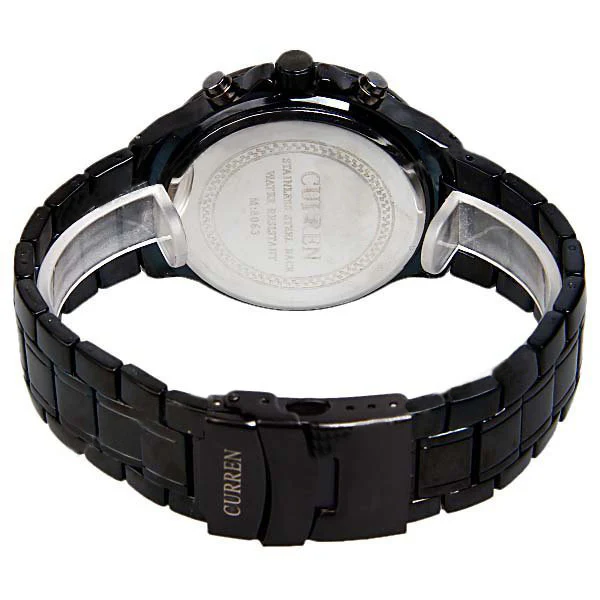 Curren Men's Black Stainless Steel Chronograph (Black 4.8cm Dial) - CUR032 - Image 3