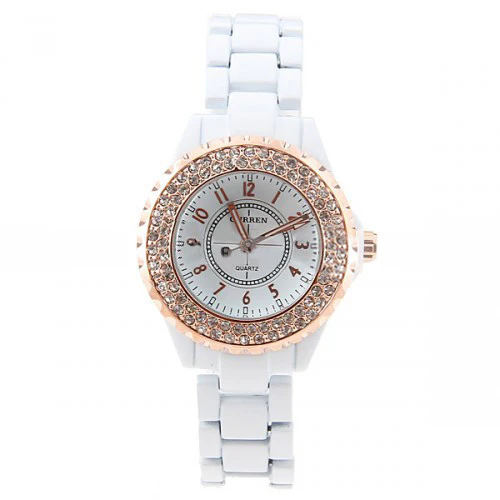 Curren Women's White Stainless Steel Waterproof Watch with Rhinestone Accents (White 3.2cm Dial) - CUR054 - Image 4