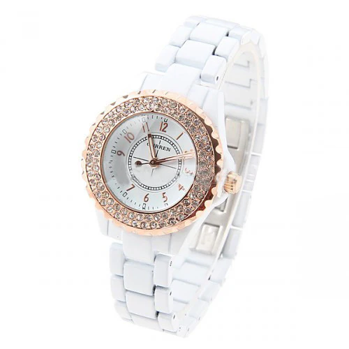 Curren Lovers' White Stainless Steel Waterproof Watch Set with Rhinestone Accents - CUR055 - Image 3