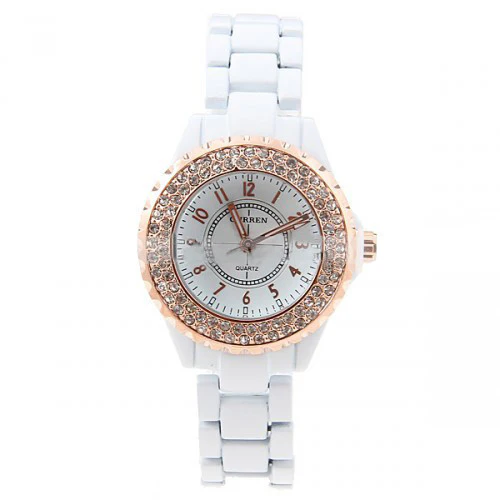 Curren Lovers' White Stainless Steel Waterproof Watch Set with Rhinestone Accents - CUR055 - Image 5