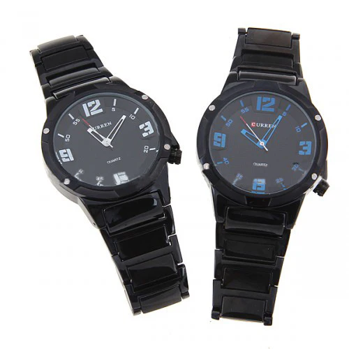 Curren Men's Black Stainless Steel Leisure Waterproof Watch (Black 4.4cm Dial) - Blue - CUR069 - Image 5