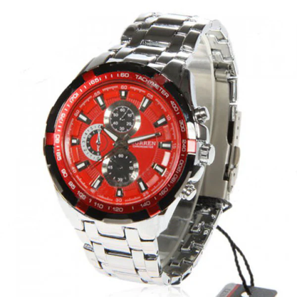 Curren Men's Stainless Steel Waterproof Chronograph (Red 5.5cm Dial) - CUR071 - Image 4