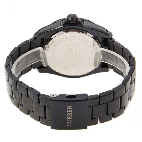 Curren Quartz Men's Black Stainless Steel Waterproof Watch (White 4.4cm Dial) - CUR083 - Image 4