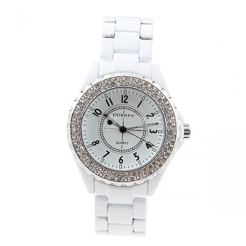 Curren Quartz Women's White Stainless Steel Waterproof Rhinestone Watch (White 3.2cm Dial) - CUR085 - Image 3