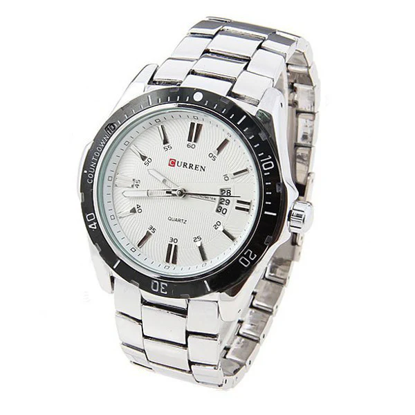 Curren Quartz Men's Stainless Steel Watch with Black Accent  (White 5.2cm Dial) - CUR095 - Image 3