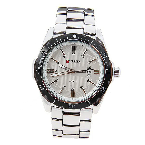 Curren Quartz Men's Stainless Steel Watch with Black Accent  (White 5.2cm Dial) - CUR095 - Image 5
