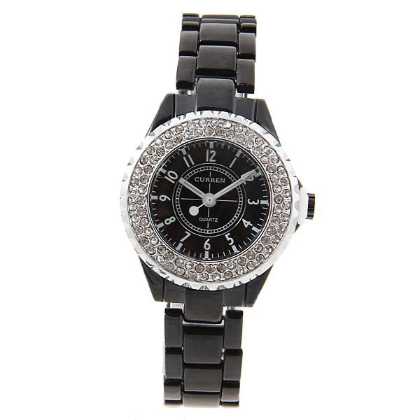 Curren Women's Black Stainless Steel Rhinestone (Black 3.2cm Dial) - CUR096 - Image 4