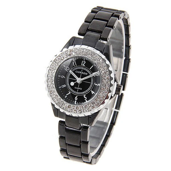 Curren Women's Black Stainless Steel Rhinestone (Black 3.2cm Dial) - CUR096 - Image 5