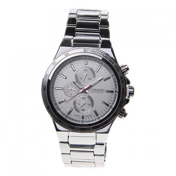 Curren Quartz Men's Chronograph (White 4.7cm Dial) - CUR099 - Image 4