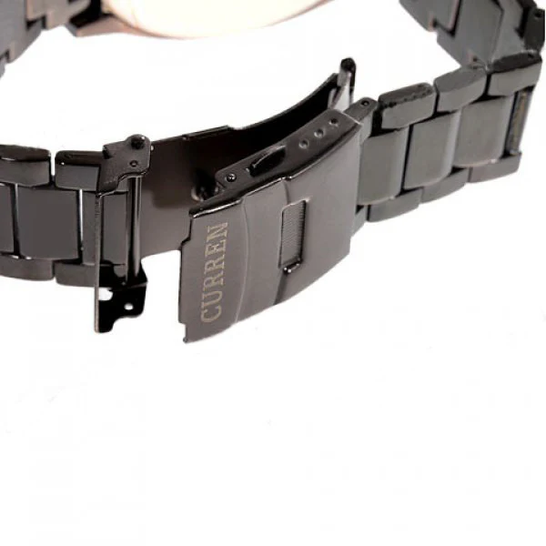 Curren Quartz Men's Black Stainless Steel Waterproof Chronograph with Cobalt Markings (Black 4.5cm Dial) - CUR104 - Image 3