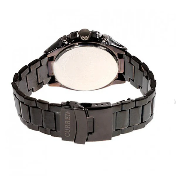 Curren Quartz Men's Black Stainless Steel Waterproof Chronograph with Cobalt Markings (Black 4.5cm Dial) - CUR104 - Image 4