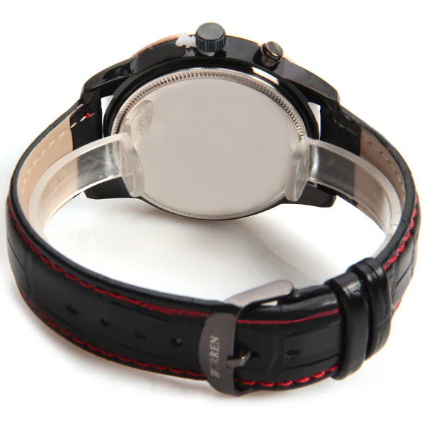 Curren Quartz Watch with Leather Band (Black 4.7cm Dial) Unisex - Champagne - CUR116 - Image 4