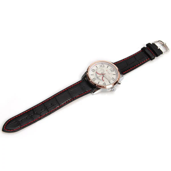Curren Quartz Unisex Watch with Black Leather Band (White 4.7cm Dial) - CUR117 - Image 3
