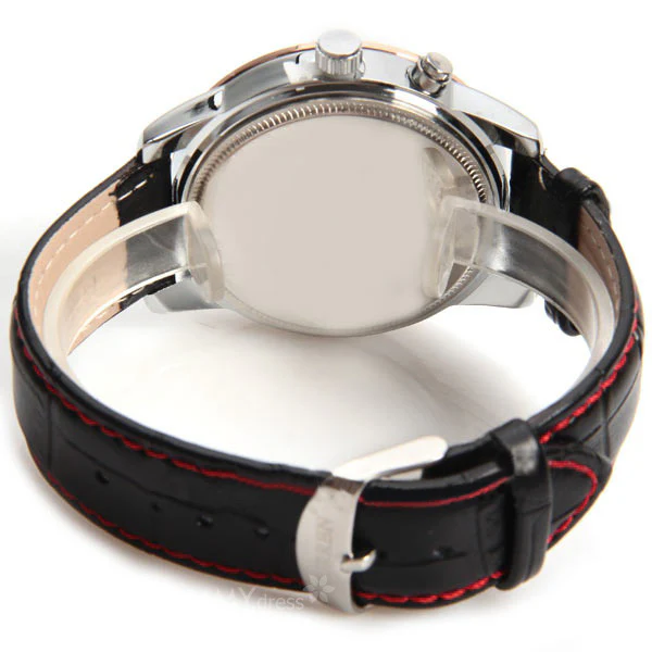Curren Quartz Unisex Watch with Black Leather Band (White 4.7cm Dial) - CUR117 - Image 4